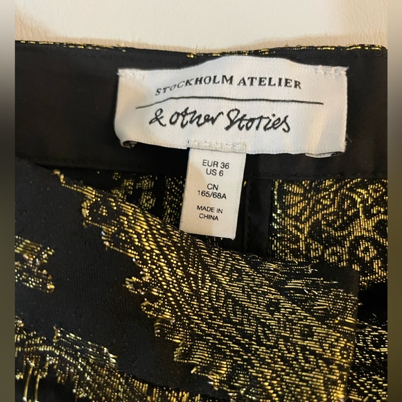 & Other Stories gold brocade metallic paisley coord matching set pants blouse S - Picture 6 of 12